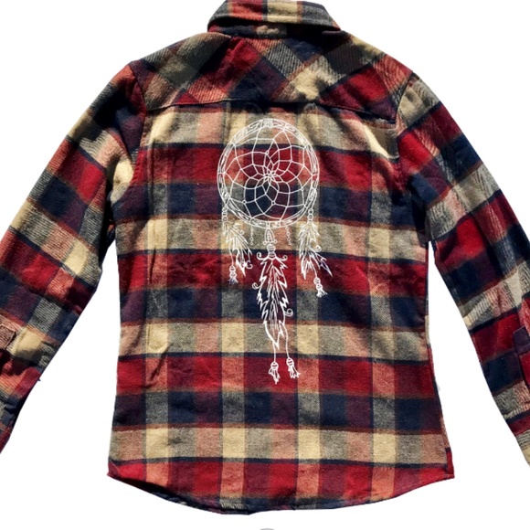 Womens red, navy, flannel - Picture 4 of 5